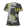 thumbnail image 4 of Naloa Cute Dinosaur Print T-Shirts Short Sleeve V Neck Tees for Women Fashion Tops Trendy Lightweight Soft Casual Summer Outfits Clothes, 4 of 5
