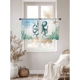 thumbnail image 3 of Ocean Blue Sheer Curtains for Living Room Bedroom, Octopus Starfish Compass Seagrass Coral Coastal Light Filtering Sheer Curtains, Rod Pocket Voile Window Drapes, 2 Panels Set 54"x 45", 3 of 7