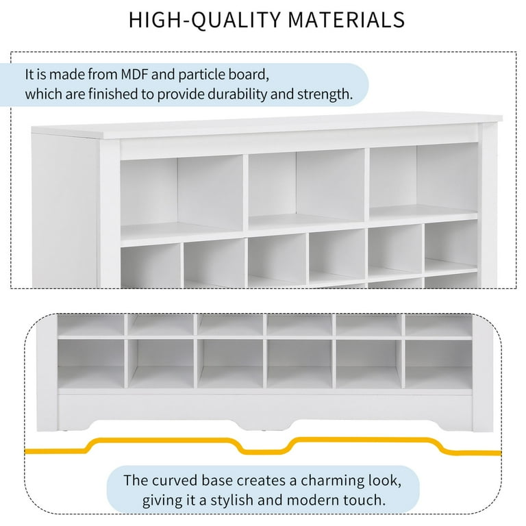 Modern Freestanding Shoe Cabinet - Square Compartments