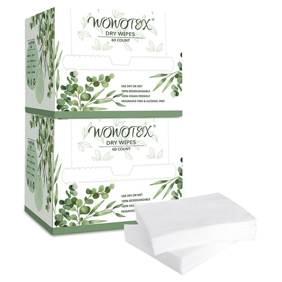 Toalla facial desechable WOWOTEX biodegradable 120 piezas/2 cajas
