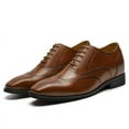 thumbnail image 3 of CMR CHAMARIPA Men's Elevator Dress Shoes - Brown Leather Wingtip Oxford Shoes 6CM | 2.36 Inches, 3 of 9