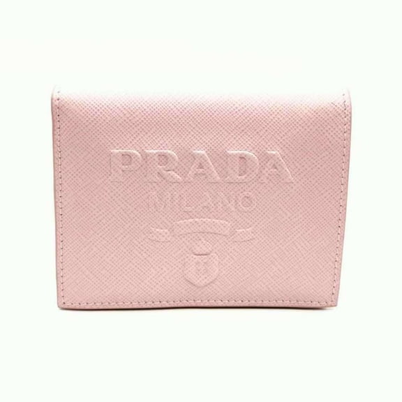 Pre-Owned PRADA Bi-fold Wallet Pink Saffiano Embossed Compact 1MV204 Women's (Good)