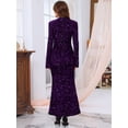 thumbnail image 4 of DARING DIVA Women's Sequined Velvet Crewneck Long Sleeve Bodycon Dress M Purple, 4 of 6