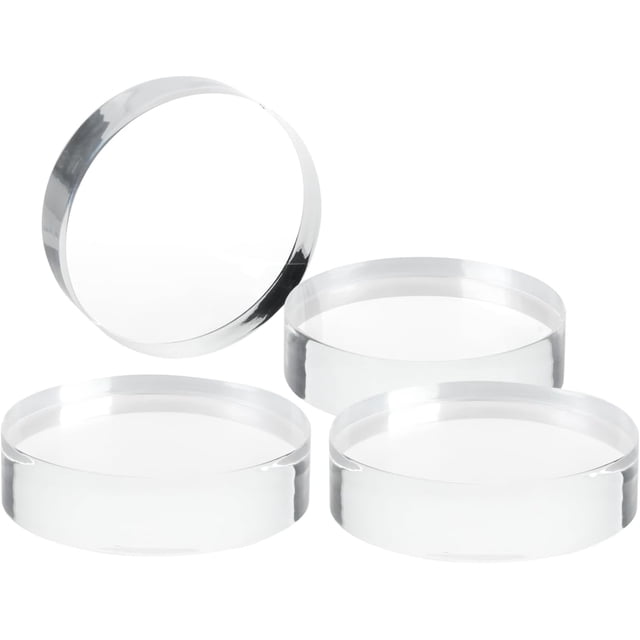 KCGANI Blocs Ronds en Acrylique 4 Pcs - Base Polie Bord Clair - Base de Trophée Cylindrique pour Affichage de Table Objets de Collection