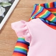 thumbnail image 4 of Kids Rainbow Sweatshirt Ruffle Sleeve Hoodies for Girls Cotton Toddler Hoodie Casual Fall Winter Clothes Crewneck Pullover Tops 2T, 4 of 5