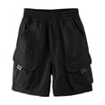 thumbnail image 3 of HAOTAGS Boys Cargo Shorts (2-14), Lightweight Loose Fit Summer Mid-Length Casual Shorts With Pockets Black 5-6 Years, 3 of 7