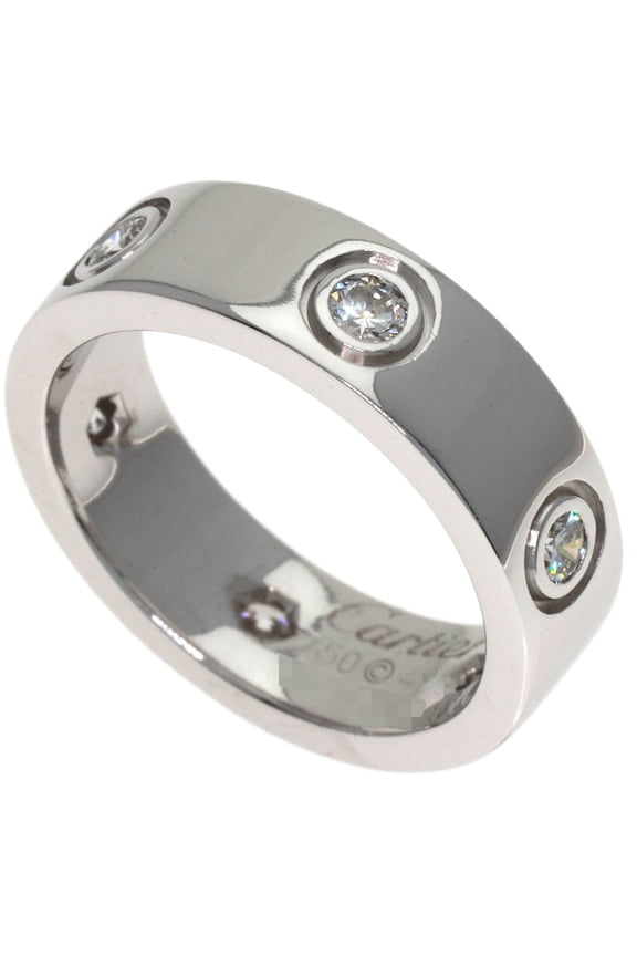 Pre-Owned Cartier Love Ring, Full Diamond, Size 49, 18K White Gold, Women's Ring (CARTIER)