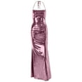 thumbnail image 4 of Sleeveless Backless Maxi Dress Women's Shiny Spaghetti Strap Bodycon Maxi Dresses (Pink XL), 4 of 5
