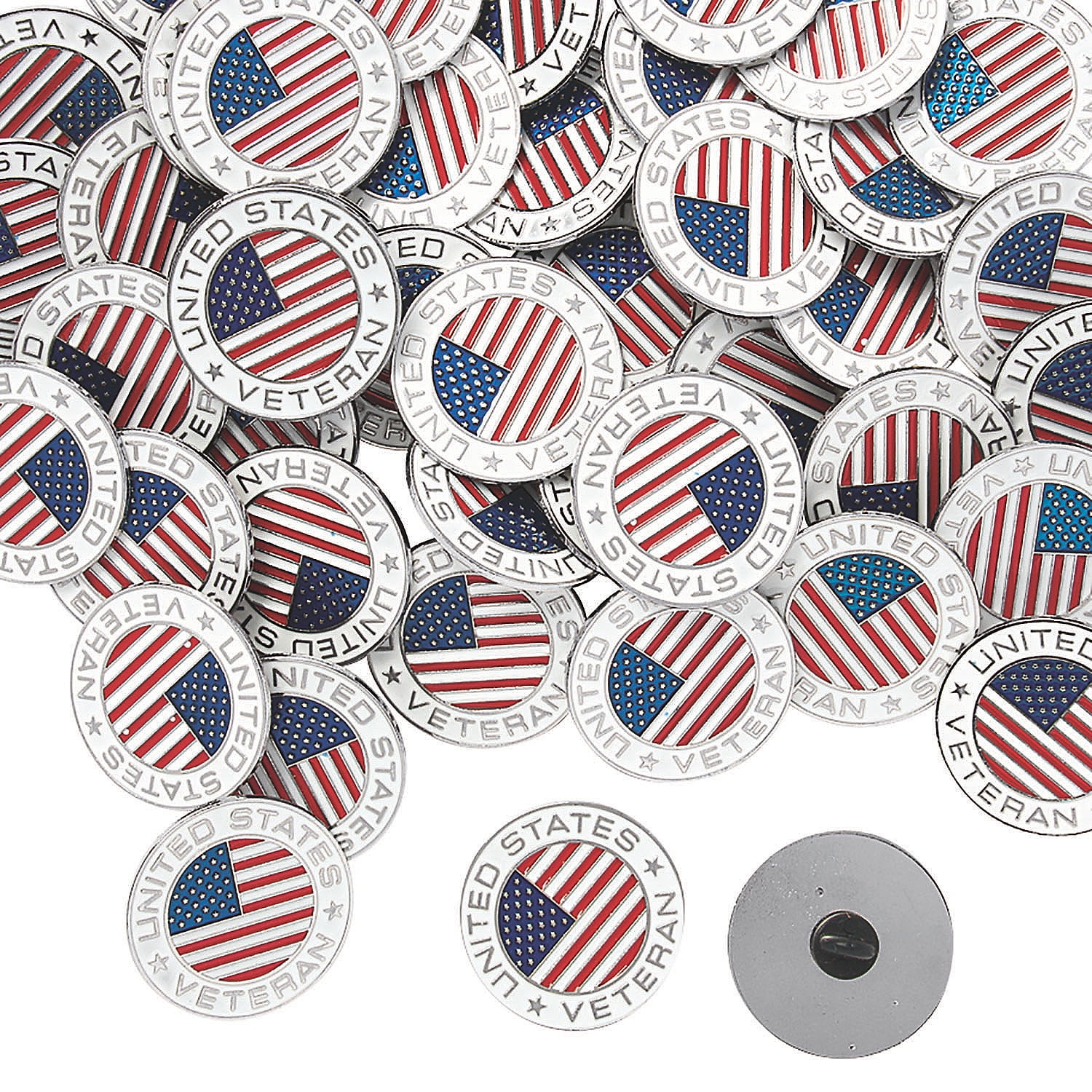 Bulk Veteran Enamel Pins, Jewelry, Party Supplies, 72 Pieces