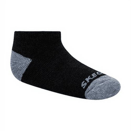 Skechers Kids Boys' 10 Pack 1/2 Terry No Show Socks, Grey/Black, 5-6.5