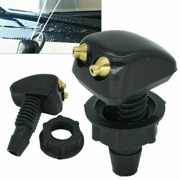2Pcs Auto Car Front Windscreen Universal Washer Wiper Nozzle Water Spray Dual Holes Adjustable Windshield Washer Nozzle Fangkenuo