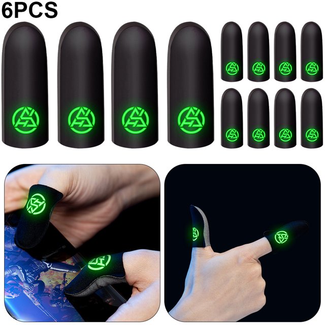 2 Uds Cubierta Dedo Antideslizante Luminoso Controlador Juego Guantes Pulgar para PUBG Mobile