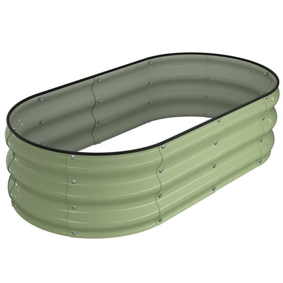 Raised Garden Bed, Outdoor Galvanized Planter Boxes, Beds with Metal Plant Stakes, Large Stock Tank, for Vegetables 4×2×1ft, Green