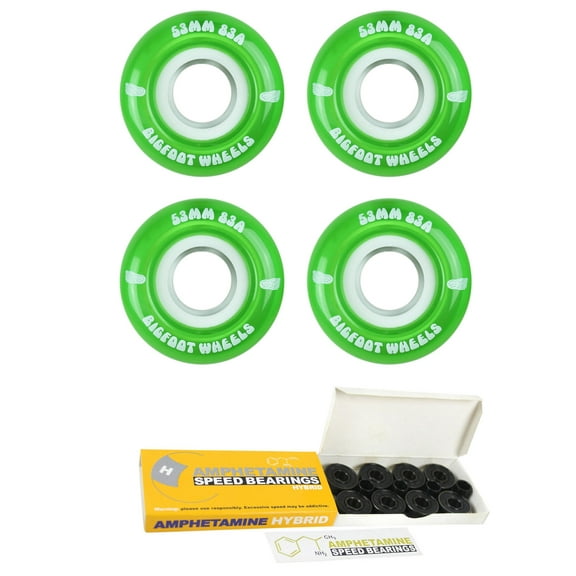 Bigfoot Skateboard Wheels 53mm 83A Soft Cruiser Filmer Green   Ceramic Bearings