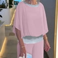 thumbnail image 4 of Inleife Two Piece Sets for Women Spring And Summer Women Elegant Solid Casual Short Sleevele Round-Neck Blouses Shirts Long Pant Sets Pink Sizes L, 4 of 6