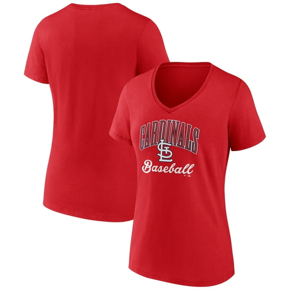Women's Red St. Louis Cardinals Victory Script V-Neck T-Shirt