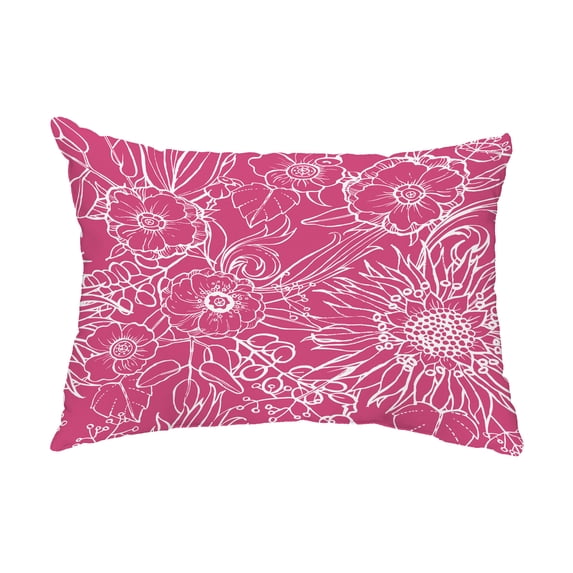 Simply Daisy, 14" x 20" Zentangle 4 Pink Floral Decorative Outdoor Pillow