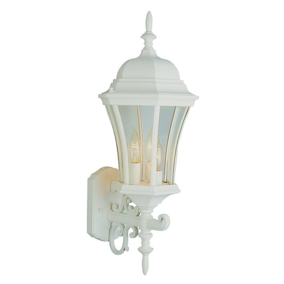 Three Light White Clear Curved Glass Wall Lantern
