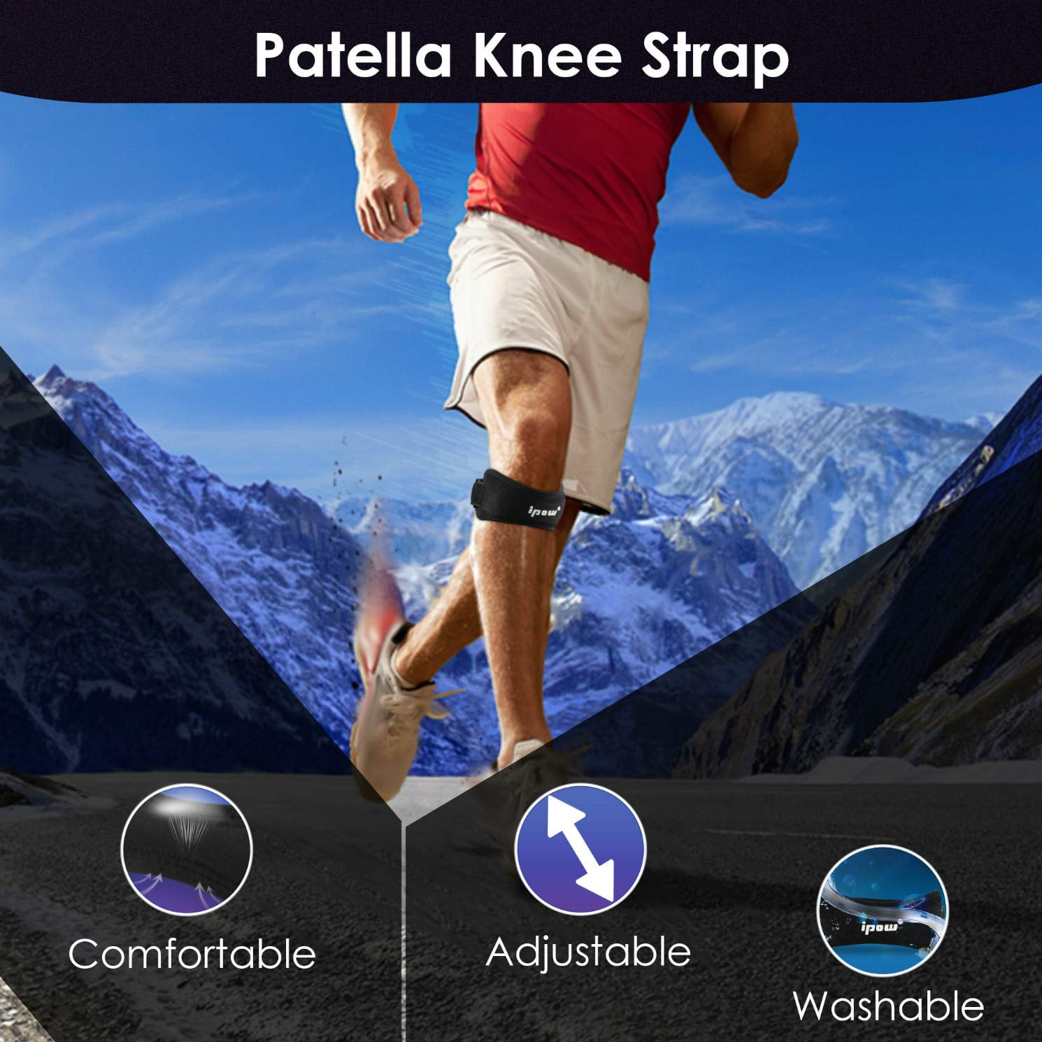 CapsA Knee Pain Relief Patella Stabilizer Knee Strap Brace Support for Hiking Soccer Basketball Running Jumpers Knee Tennis Tendonitis Volleyball Squats 