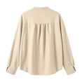 thumbnail image 5 of BODOAO Women Long Sleeve Linen Tops Pullover Lightweight Plain Blouses Fashion Outfits Henley Neck Summer Vacation Shirts Casual Top Beach Tops Soft Breathable Gauze Tops Beige L, 5 of 7