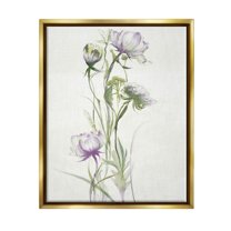 Stupell Industries Classic Budding Flower Blossoms Graphic Art Metallic Gold Floating Framed Canvas Print Wall Art, Design by Liz Jardine