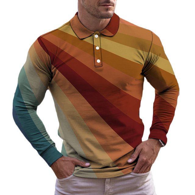 Hombres moda casual solapa pulóver impresión manga corta camiseta blusa Pompotops oipoqjl24350