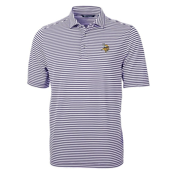 Men's Cutter & Buck Purple Minnesota Vikings Virtue Eco Pique Stripe Recycled Polo