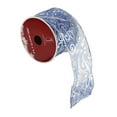 thumbnail image 4 of Northlight Blue and Silver Abstract Swirls Christmas Wired Craft Ribbon 2.5" x 10 Yards, 4 of 4