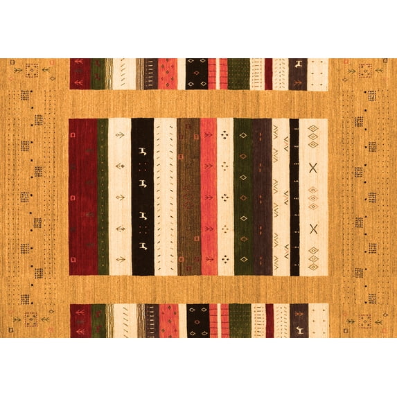 Ahgly Company Indoor Rectangle Abstract Orange Contemporary Area Rugs, 7' x 10'