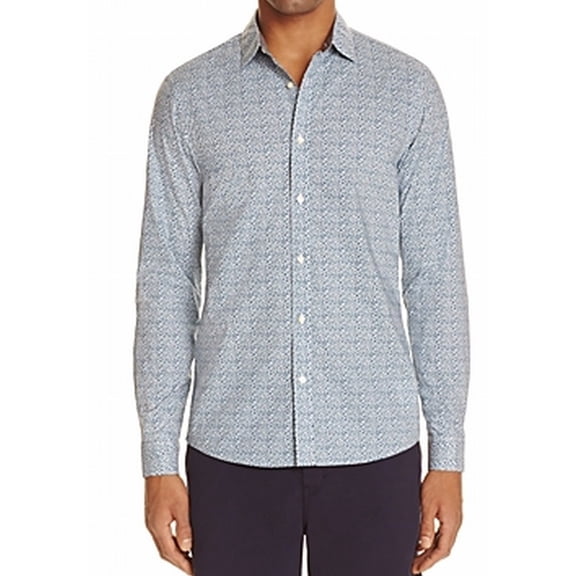 NEW Blue Mens Size 2XL Bubble-Print Button Down Shirt