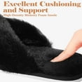 thumbnail image 3 of ELElax Women's Cross Band Slippers Fuzzy Soft House Slippers Plush Furry Warm Cozy Open Toe Fluffy Home Shoes Comfy Indoor Outdoor Slip On Breathable， Black, 3 of 7