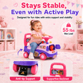 thumbnail image 4 of JoyStone Ride On Push Car for Toddlers, Push Walker Ride On Car with Lights, Music and Horn, Under Seat Storage, Push Car for Boys Girls, Purple, Lion, 4 of 9