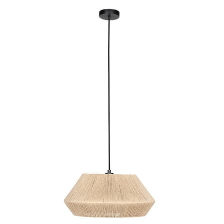 

Alderney 1-Light Dual Ceiling or Pendant Light - Black Finish - Brown Textile Thread Shade