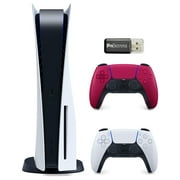 Sony Playstation 5 Disc Version (Sony PS5 Disc) with Cosmic Red Extra DualSense Wireless Controller and Micro SD Card USB Adapter Bundle