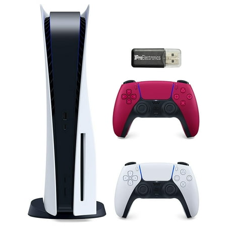 Sony Playstation 5 Disc Version (Sony PS5 Disc) with Cosmic Red Extra DualSense Wireless Controller and Micro SD Card USB Adapter Bundle