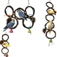 thumbnail image 2 of Birds Parrots Hand-woven Hanging Ring Perch Stand Bird Swing Climbing Toy with Bells Pine Cones Cage Supplies, 2 of 8