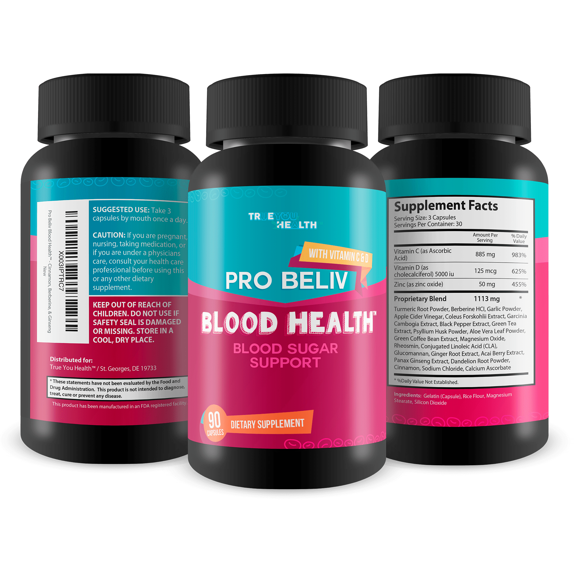 Pro Beliv Blood Health - Blood Sugar Support Supplement - Support Balanced Blood Health & Cardiovascular Health - 20+ Herbs & Vitamins Including Cinnamon, Berberine, & Ginseng