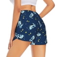 thumbnail image 4 of Picia Space Dinosaur Pattern Women's 2 in 1 Athletic Running Shorts High Waisted Workout Casual Gym Sweat Shorts with Comfy Liner Zipper Pockets-Small, 4 of 9