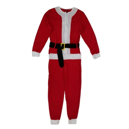 Mens Santa Claus Christmas Holiday Fleece Costume Union Suit Pajamas