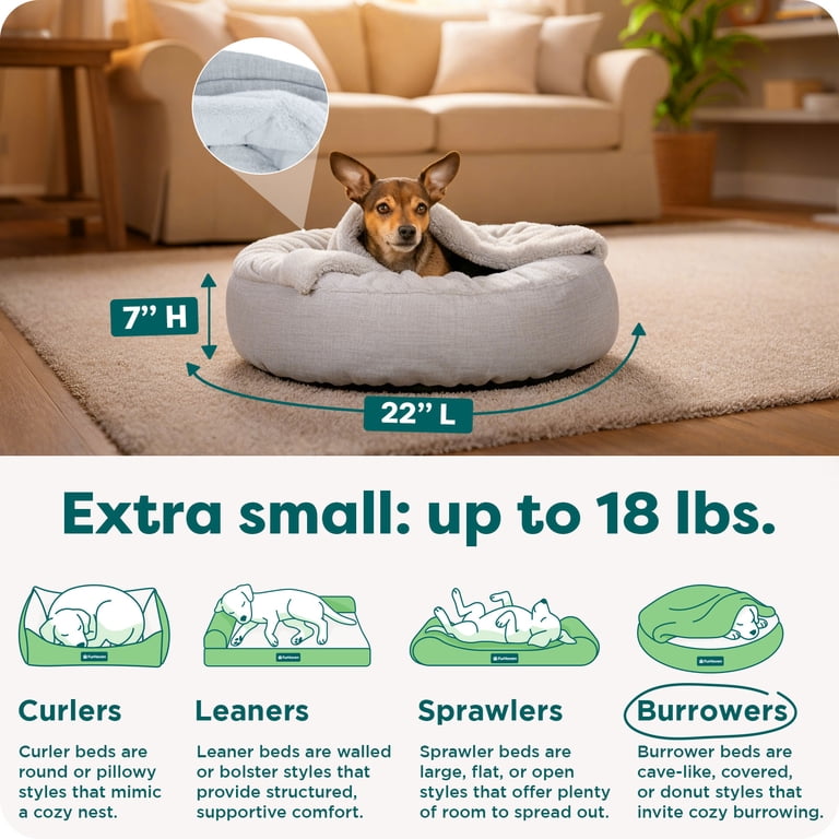 FurHaven Plush Hooded Donut Pet Bed, Mist Gray, XS photo 3