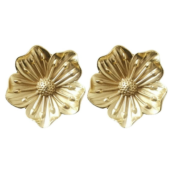 FRCOLOR 2pcs Brass Gold Flower Drawer Pulls Antique Bronze Cabinet Knobs Vintage Drawer Knobs Pulls Handles Hardware For Kitchen Bathroom Kids Bedroom Furniture Cabinet