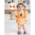 thumbnail image 6 of Miaouyo Infant Baby Girls Halloween Romper 0 3 6 12 18 Months Pumpkin Print Fly Sleeves Square Neck Jumpsuits and Cute Headband, 6 of 9