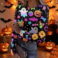 thumbnail image 2 of Halloween Long Sleeve Shirts for Women Slim Fitted Ribbed Novelty Pumpkin Ghost Tunic Tops Party Crew Neck Spring Day Fashion Clothing Multicolor XL, 2 of 7