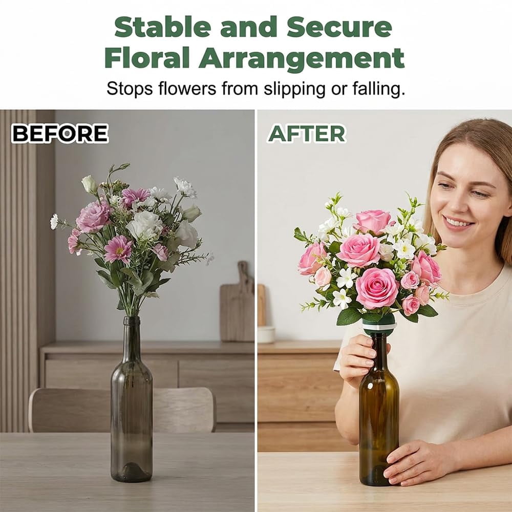 Wine Bottle Floral Foam Holders, Half Round Wet Flower Foam Cage with Base, Floral Foam for Fresh/Artificial Flowers, DIY Wedding Centerpiece Decor with Floral Wire