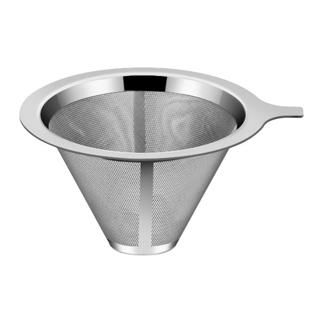 Filtro de café de acero inoxidable, filtro de café sin papel de goteo lento, cafetera de vertido fácil de limpiar, filtro de cono reutilizable
