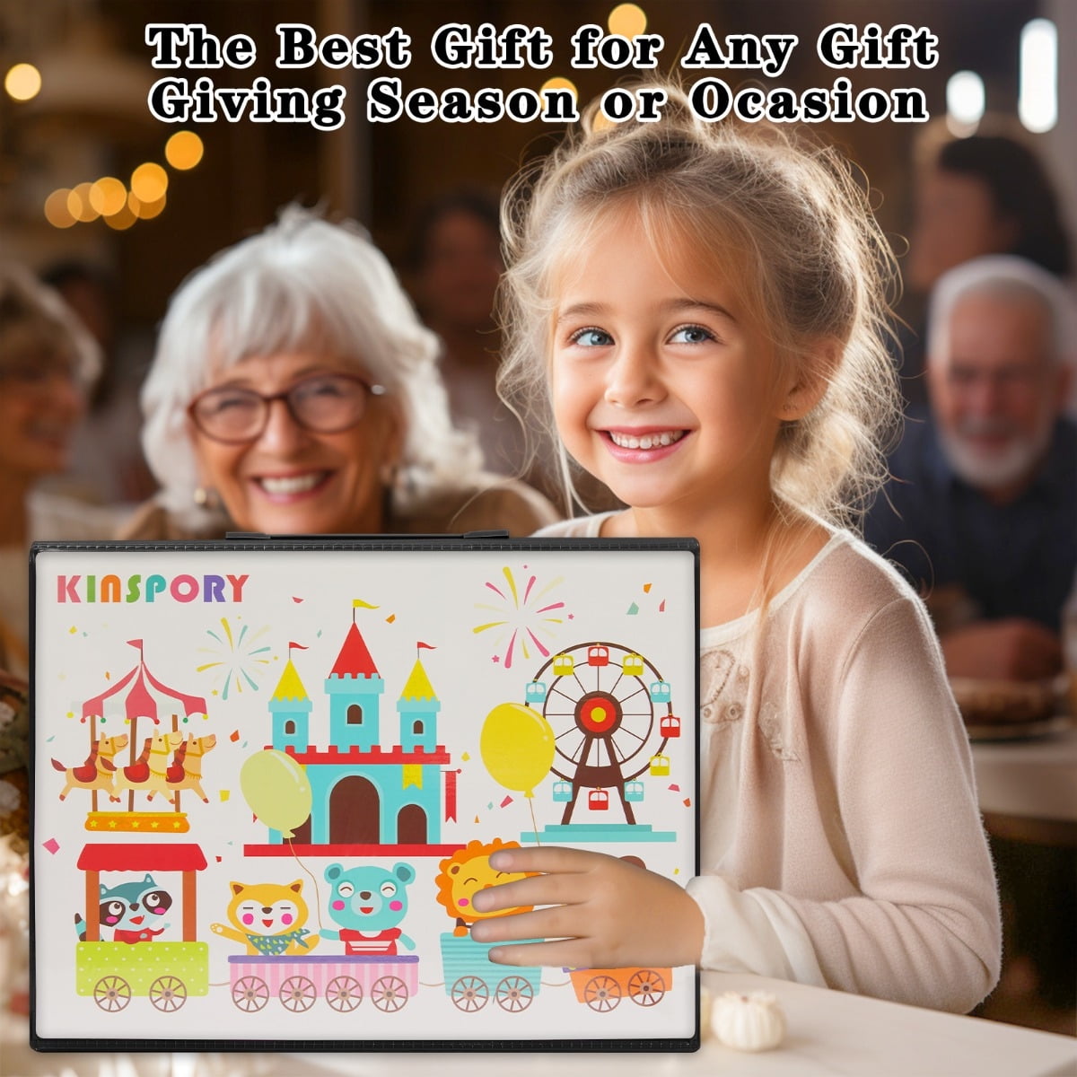 KINSPORY 290 Pack Drawing Coloring Art Set with Double-Side Trifold Art Easel, Creative Supplies Gift for Artists Beginners Kids Boys Girls (Black)