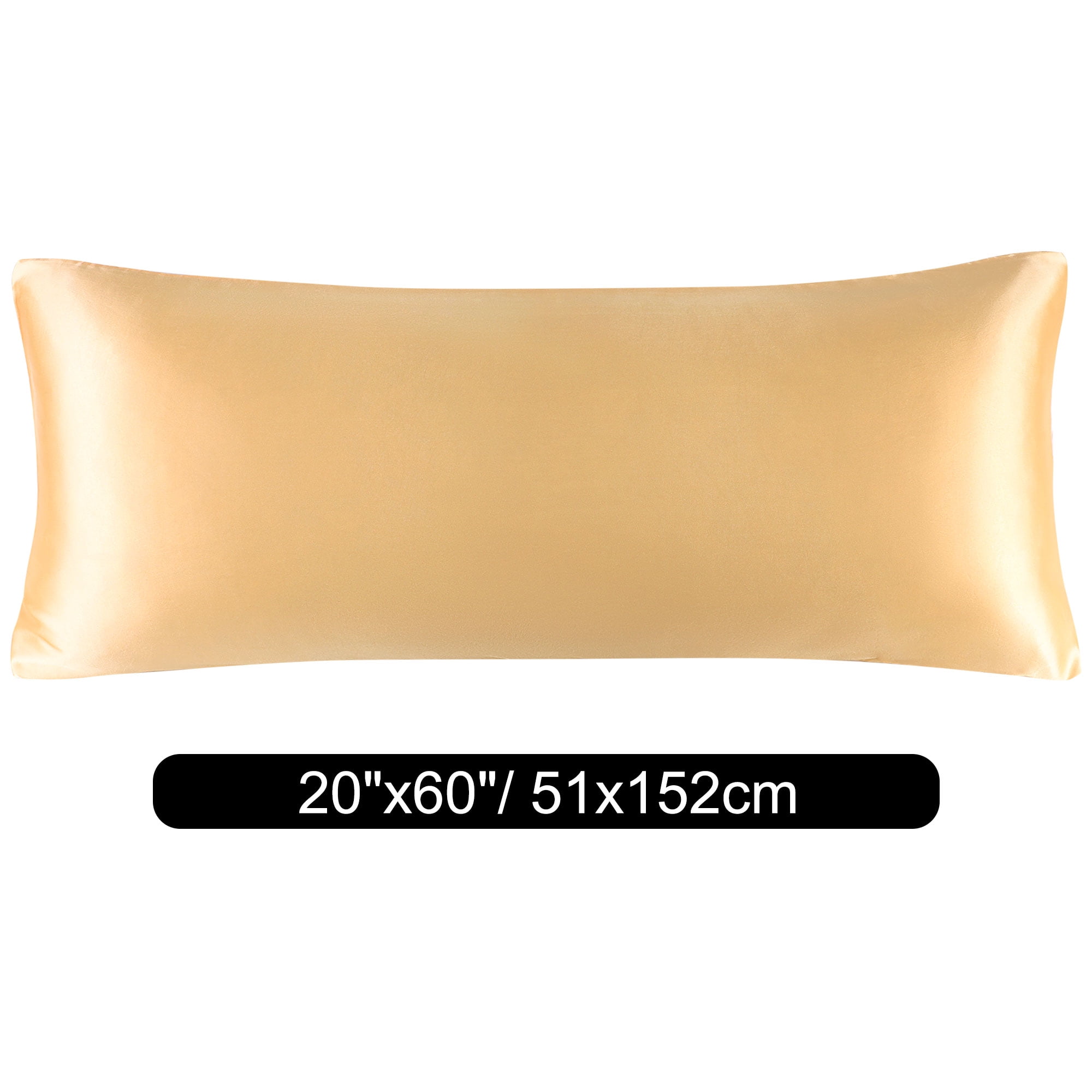 Unique Bargains Zipper Closure 1 PC Satin Body Pillowcases Gold 20"x60"