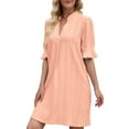 thumbnail image 5 of UVN Summer Dresses for Women Ruffle Short Sleeve Dress Casual V Neck T Shirt Dress, 5 of 10