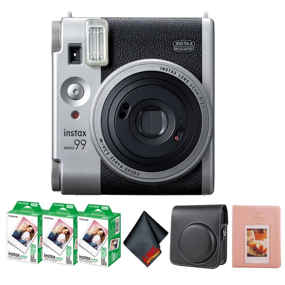 Fujifilm INSTAX MINI 99 Instant Film Camera Silver | Hybrid Analog Controls, Creative Filters, Vignette Effects 60 Sheets Film Case
