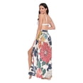 thumbnail image 3 of FORMRS Womens Long Sarong Beach Wrap Semi-Sheer Bikini Skirt Bathing Swimsuit Cover Up, Red Flowers Pattern, 3 of 7